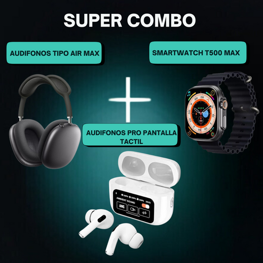 Kit  reloj smart + audifonos + diadema